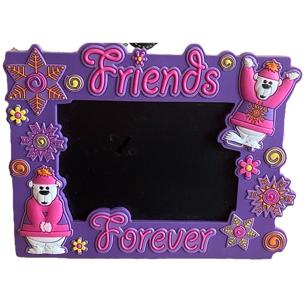 Polar Bear Friends Forever purple plastic kids photo picture frame animals theme